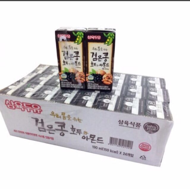 Thùng sữa óc chó hạnh nhân đậu đen Hàn Quốc 24 hộp x 190ml
