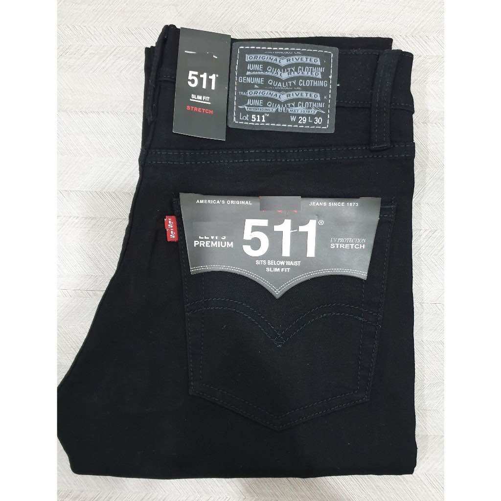 Quần jean nam màu đen trơn cao cấp jeans co giản không phai màu