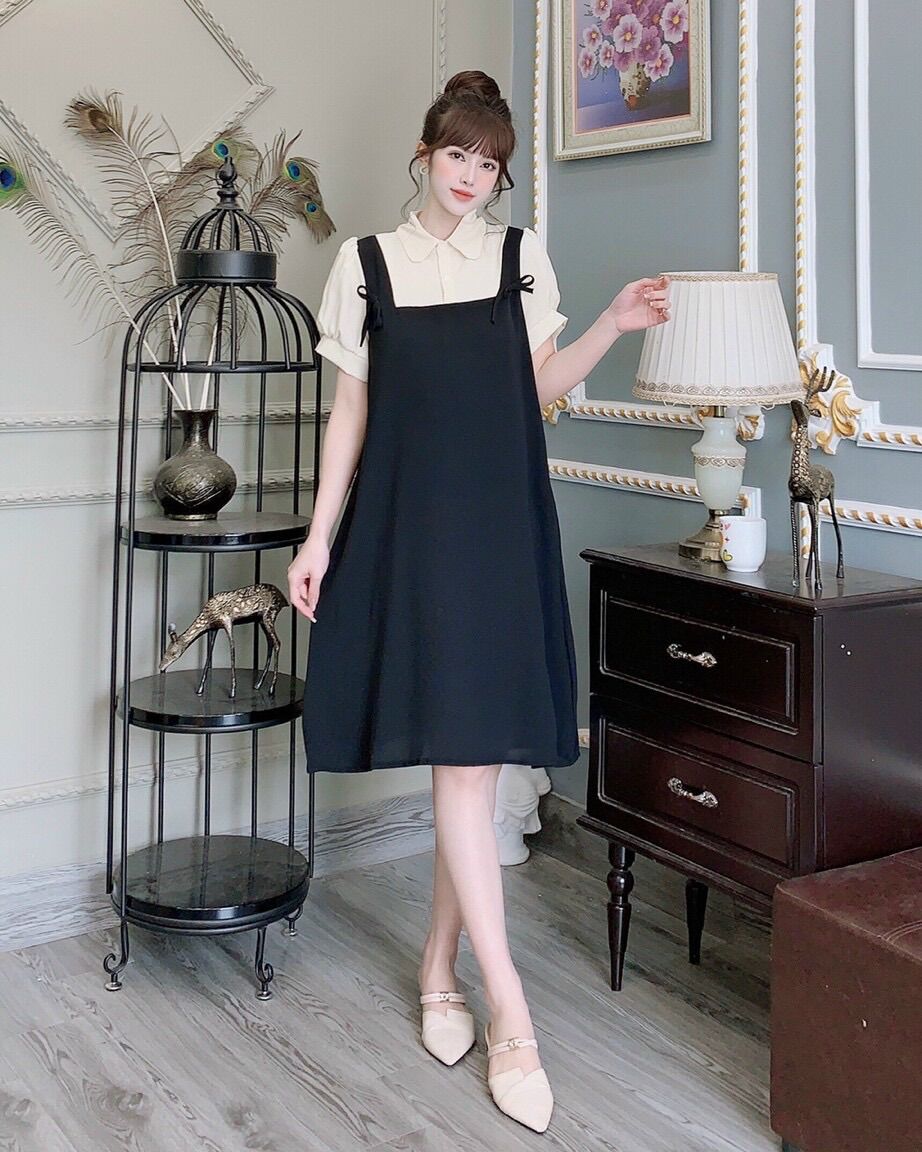 Đầm bầu cổ sơ mi thời trang công sở