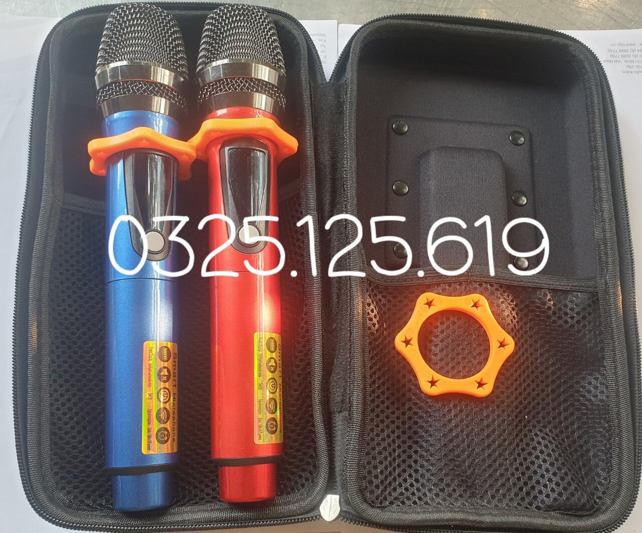 Hộp đựng micro, túi đựng micro, bao đựng micro, kèm 2 chống lăn màu cam