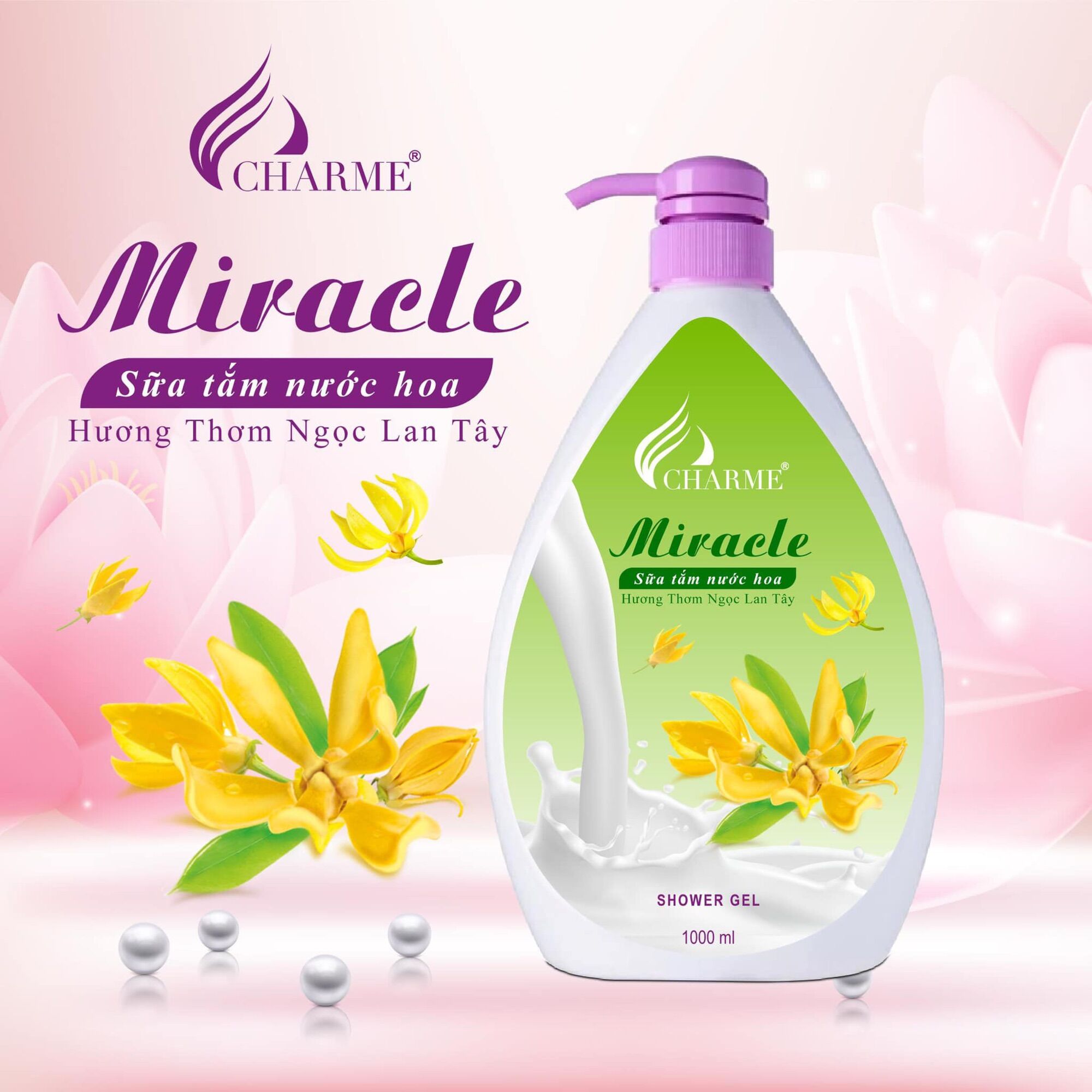 Sữa tắm 1000ml xanh tặng nước hoa
