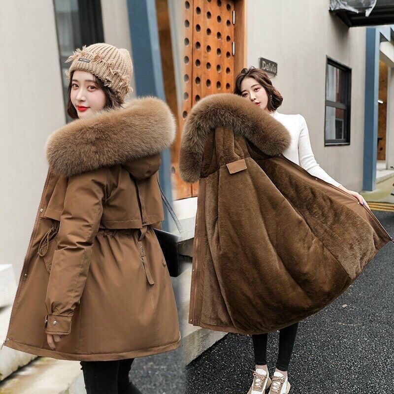 Áo phao parka nữ lót lông siêu dày dặn