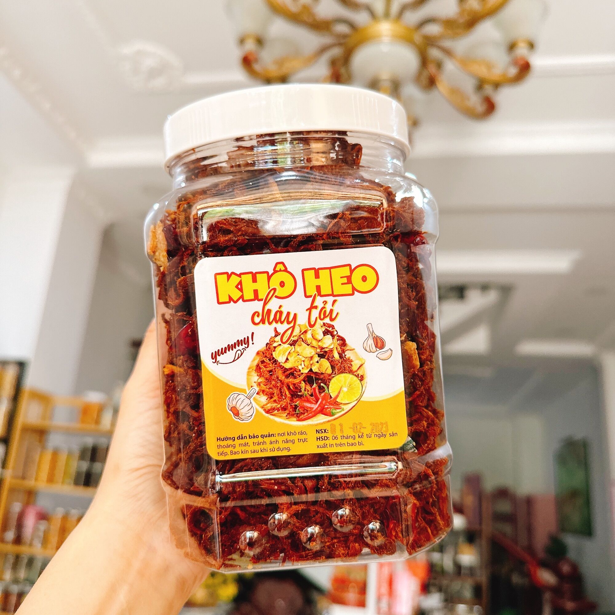 Khô heo cháy tỏi - hộp 500gr ►freeship◄
