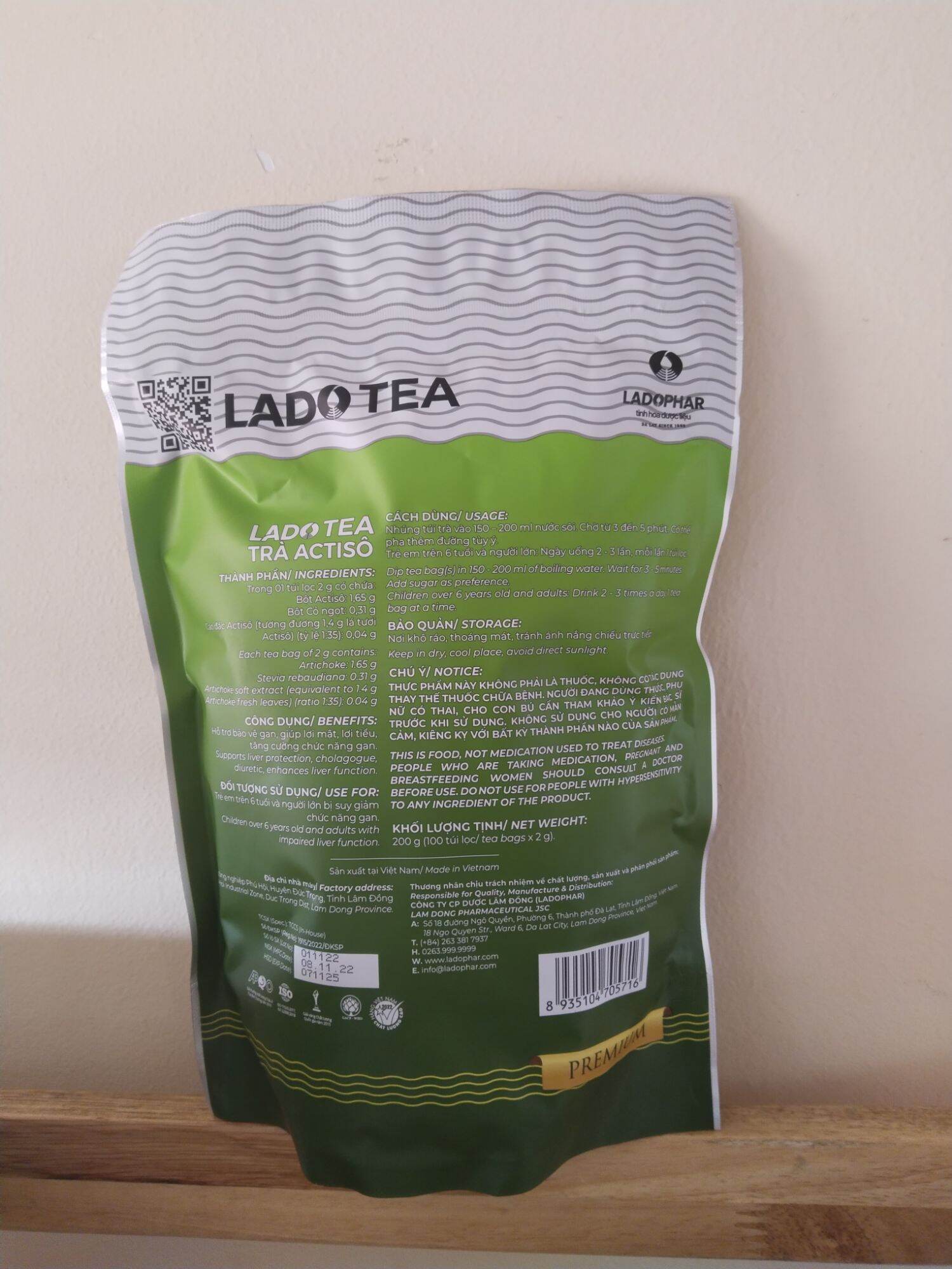 Trà Atiso túi lọc Đà Lạt Ladophar (combo 10 gói)