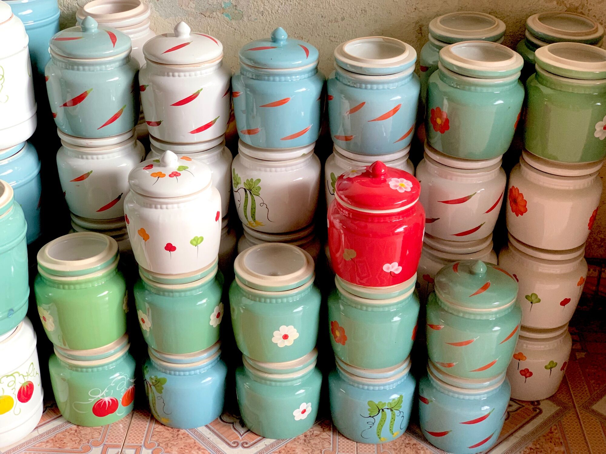 Vại muối dưa cà. Hũ đựng muối dưa cà decor 3 kích cỡ