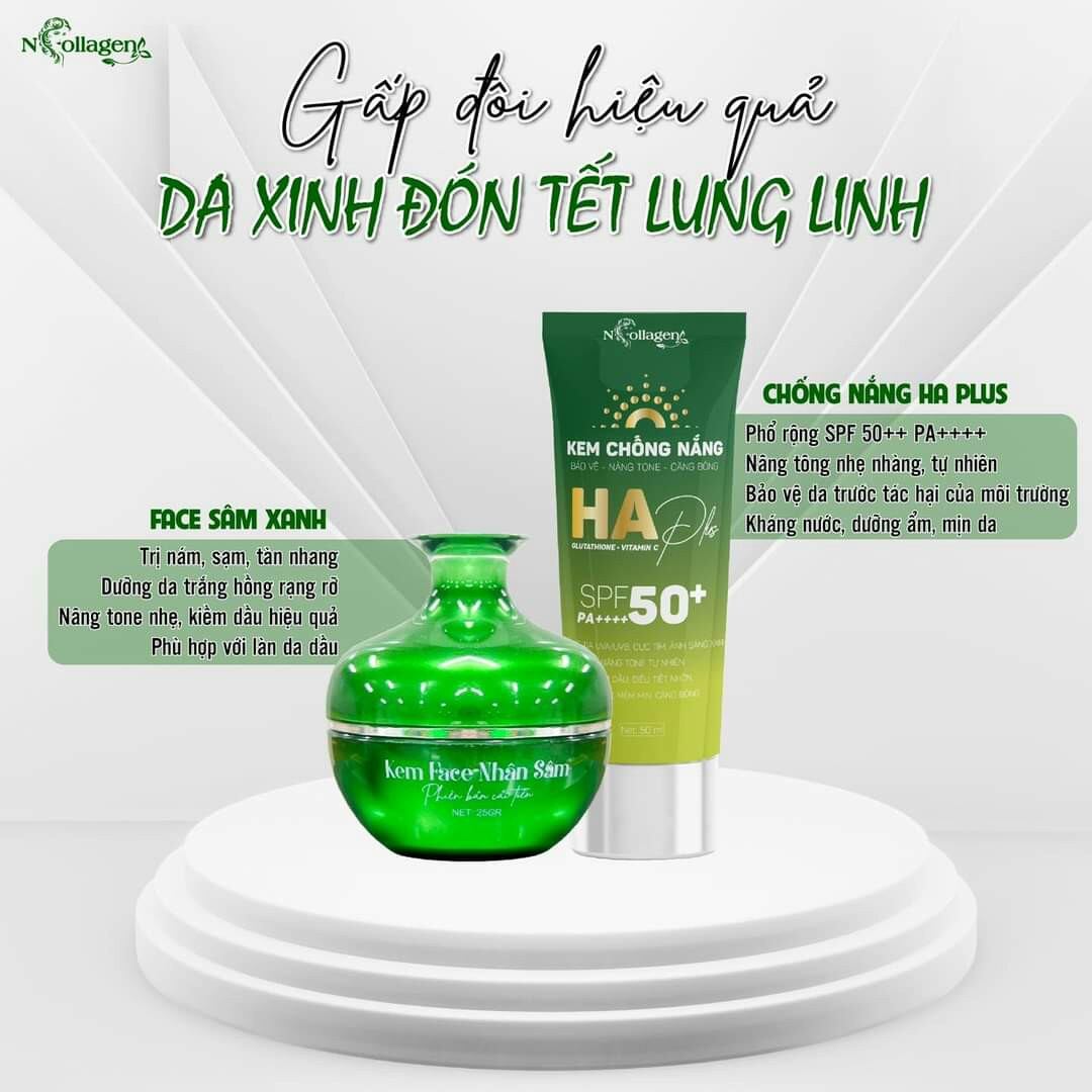 Combo kem sâm xanh & chống nắng HA kiềm dầu