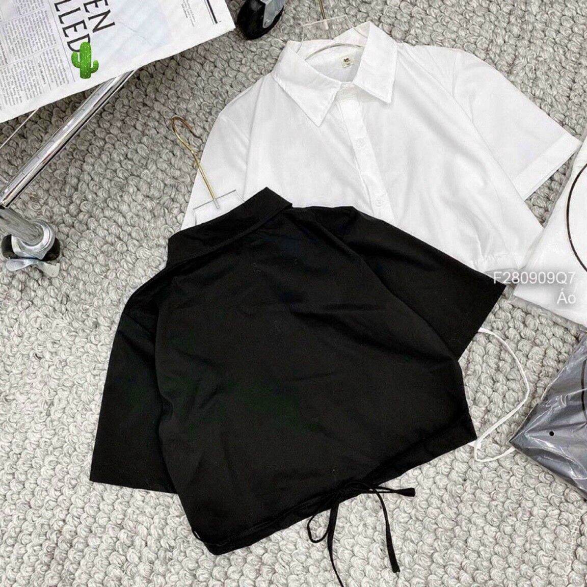 ÁO SƠ MI NHỎ KIỂU DÂY CUỐN EO CROPTOP FORM 45KG(PC)