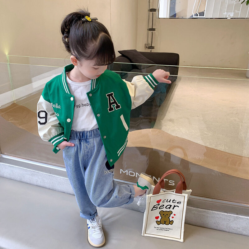 Trang phục mùa thu bé gái áo khoác trẻ em mẫu mới 2023 trang phục bóng chày cho bé gái áo xuân thu trang phục thể thao mẫu mùa xuân cho bé gái nhỡ