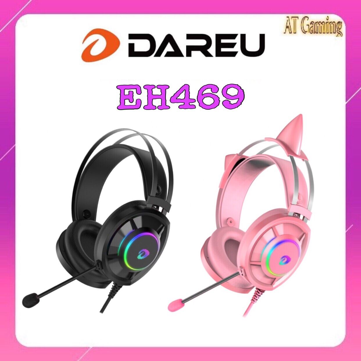 Bảng giá Tai nghe DAREU EH469 QUEEN RGB (Kèm CAT EARS) - Tai nghe có hộp Phong Vũ