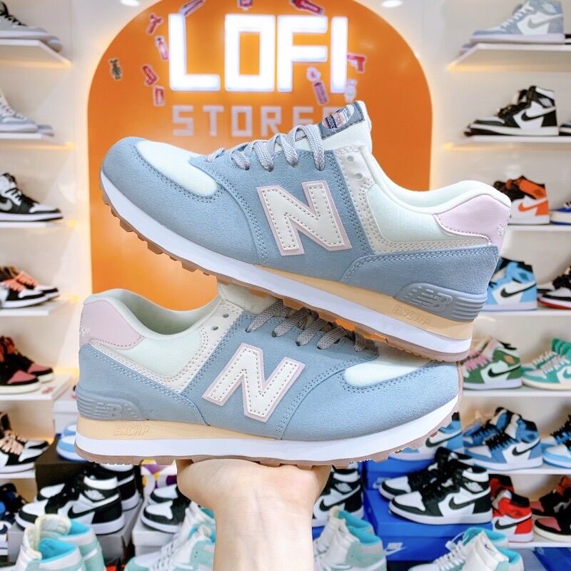 Giày thể thao nữ New Balance 574 Xanh Baby 36-39 Tặng hộp kèm tất, lọ tẩy