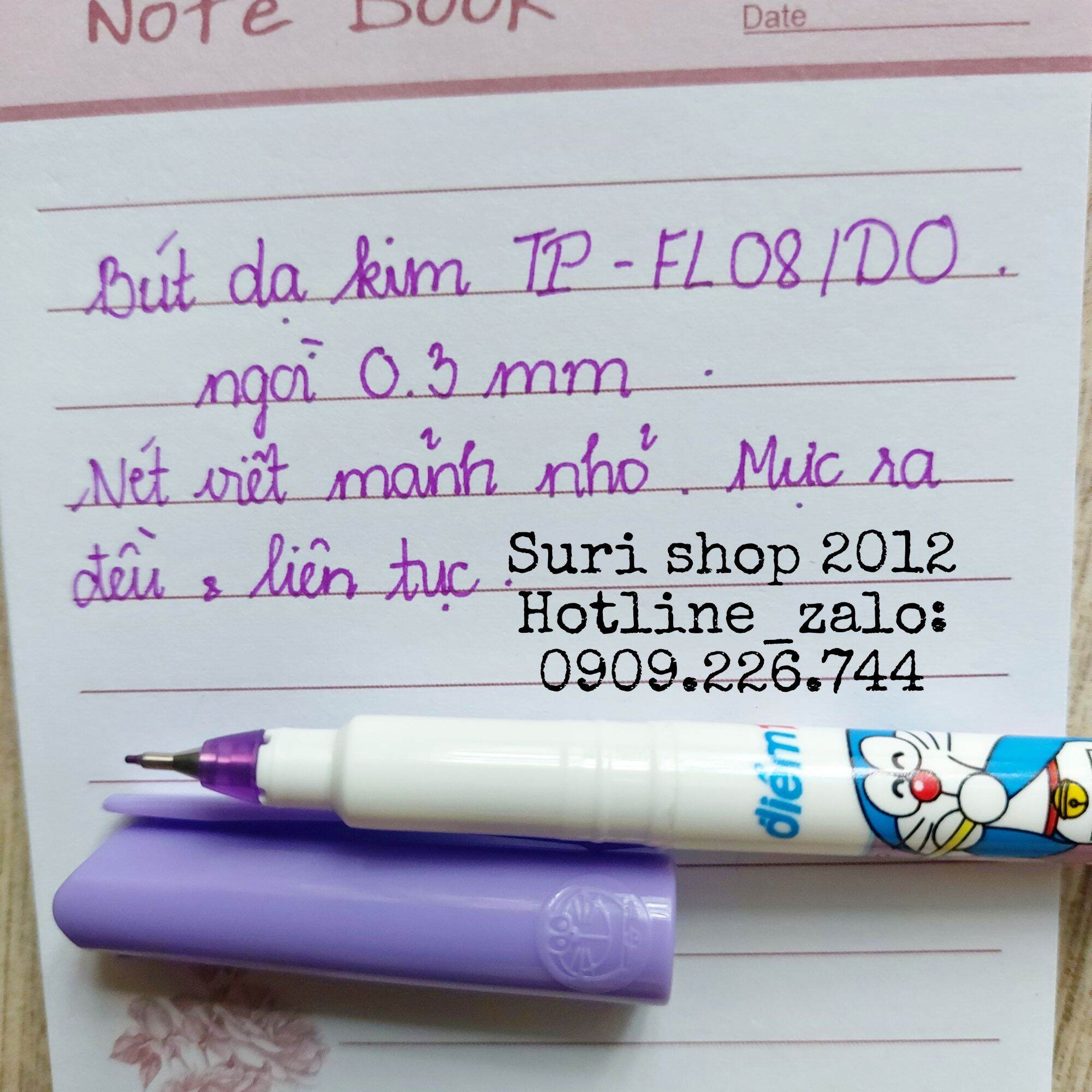 Hộp 10 cây bút dạ kim mực tím doraemon tp-fl08/do ngòi 0.3mm cho học sinh tiểu học