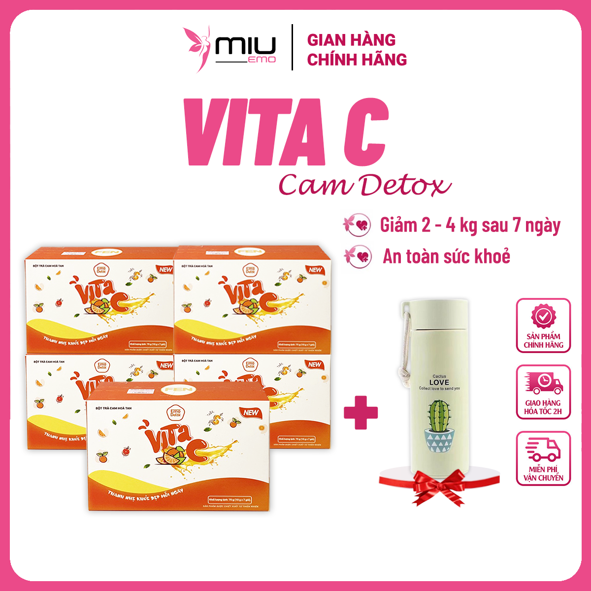 Combo 3hộp bột nước ép trái cây hoà tan giảm cân nhanh Emoslim MiuEmo