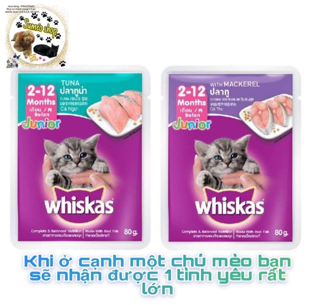 Pate Whiskas dạng gói 80g cho mèo con