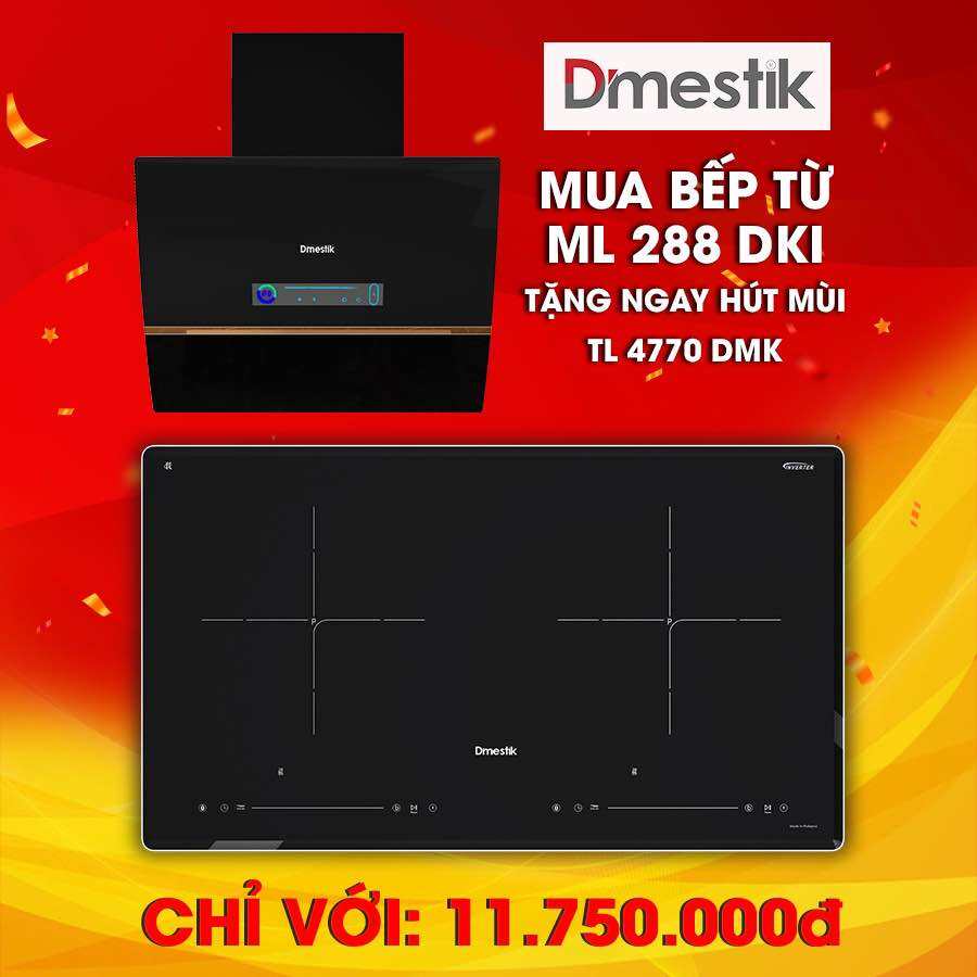 Bếp từ Dmestik ML-288 DKI - Bếp từ lắp âm 2 vùng nấu, mặt kính EuroKera, công suất 4800W