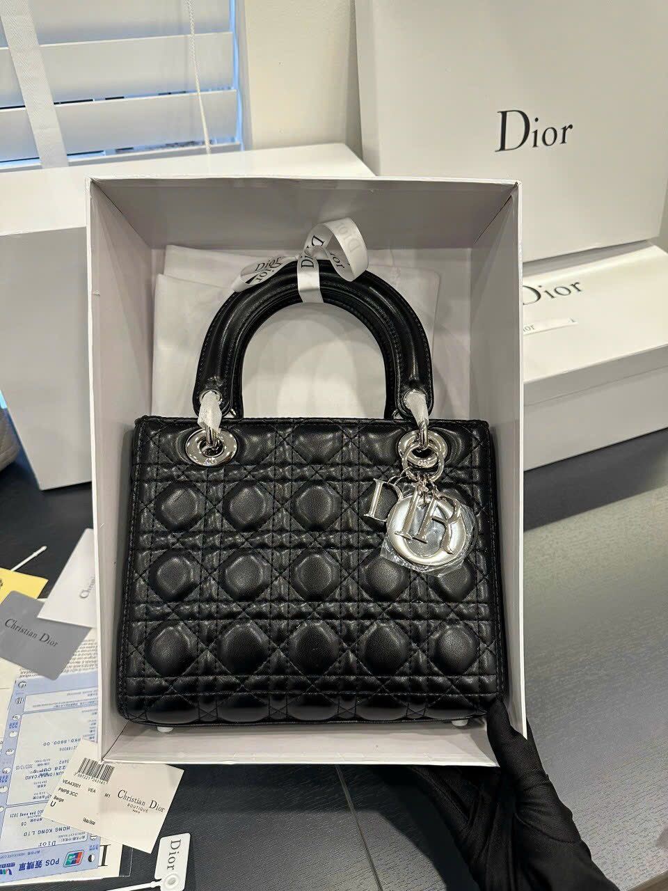 Túi Dior Lady M size Bag khoá so black Original