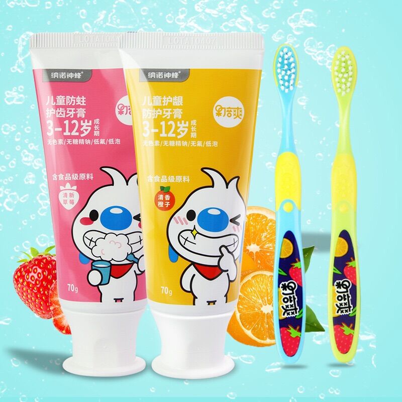 [HCM - Mua 1 KĐR Tặng 1 Bàn Chải Xinh] Kem Đánh Răng Nuốt Được Cho Bé, 70g từ 2-12 Tuổi, Vị Cam và Dâu