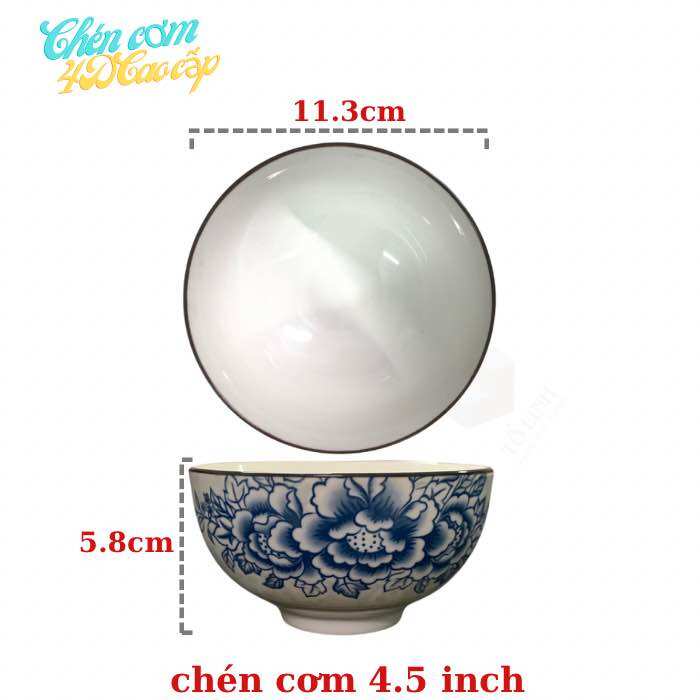 Combo 10 chén cơm gốm sứ cao cấp chuẩn loại 1, bát cơm gốm sứ nhiều hoa