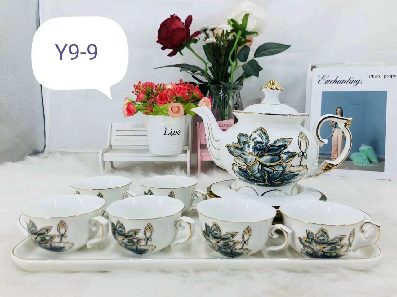 Bộ ấm chén men sứ trắng hàng loại 1 cao cấp