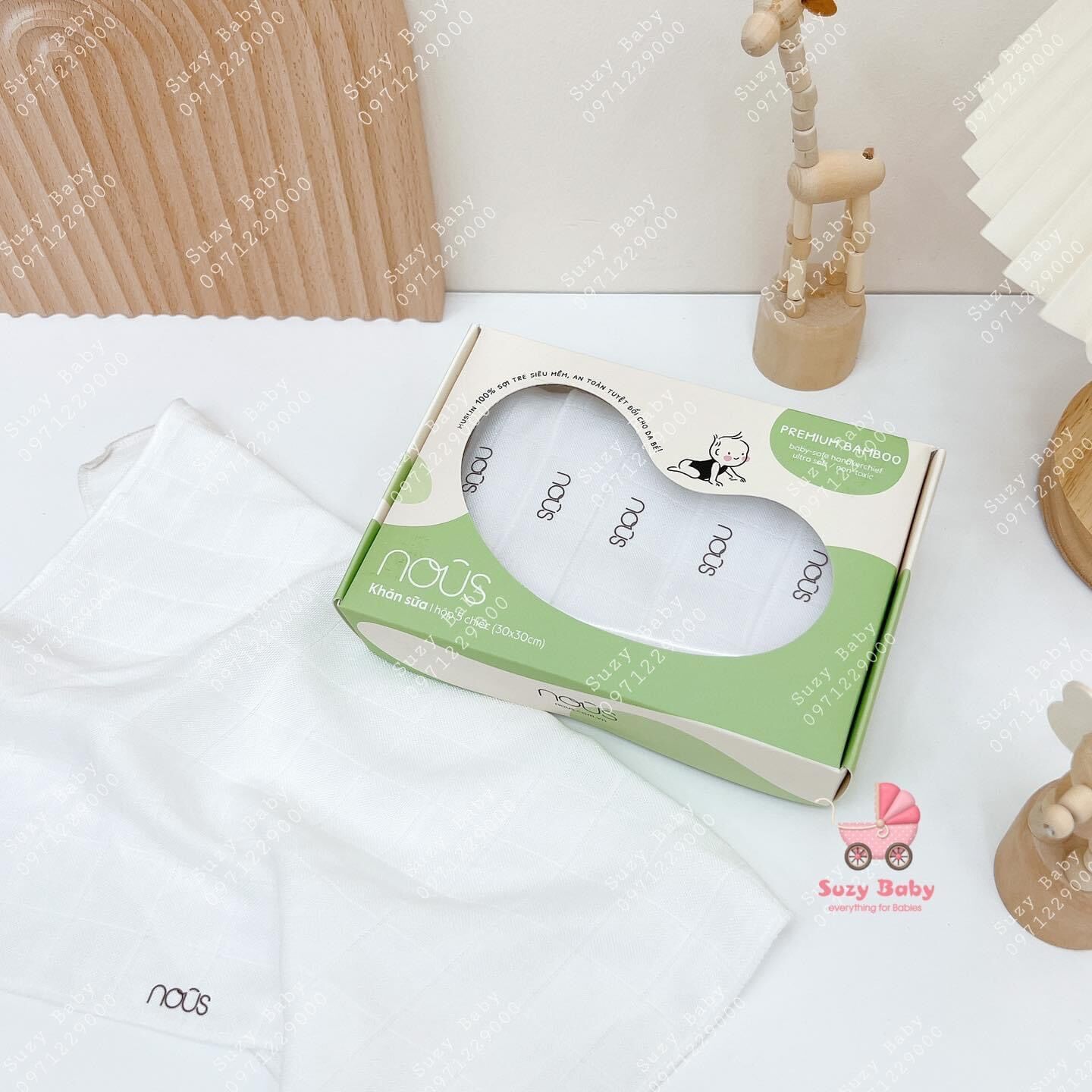 Khăn sữa nous bambo sợi tre cho bé siêu mềm mịn