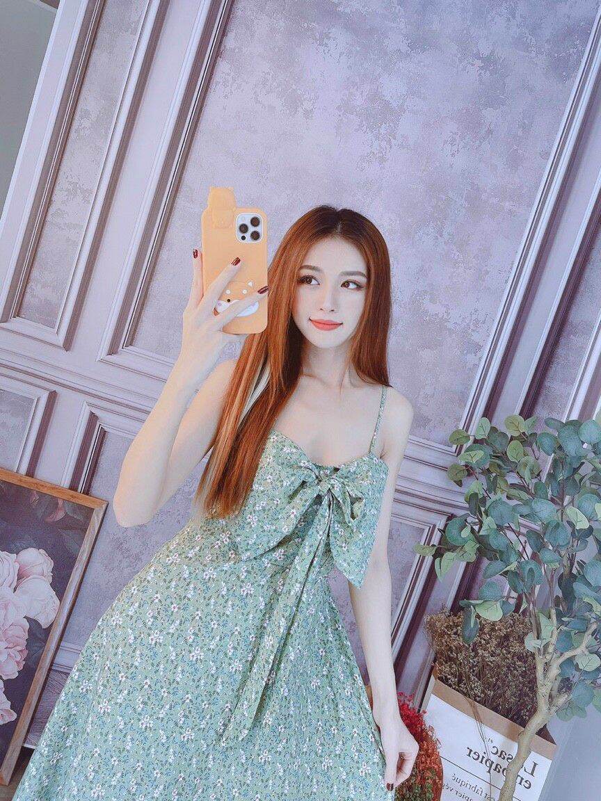 [HCM]đầm hoa nh&iacute chất vải lụa