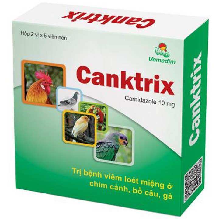 10 Viên Vemedim Canktrix - Thuốc đặc trị đẹn, viêm loét miệng gà, vịt, chim cảnh, bồ câu