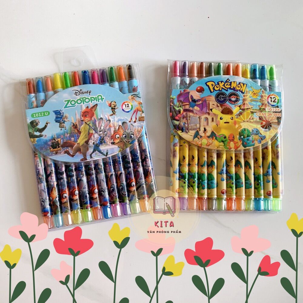 Bút sáp màu vặn loại lớn (12 cây)