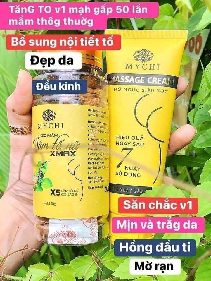 Bộ đôi nở ngực siêu tốc thảo mộc 37 Cobom 5 hộp kẹo mầm và 1 Kem massage nở ngực siêu tốc thảo mộc 37