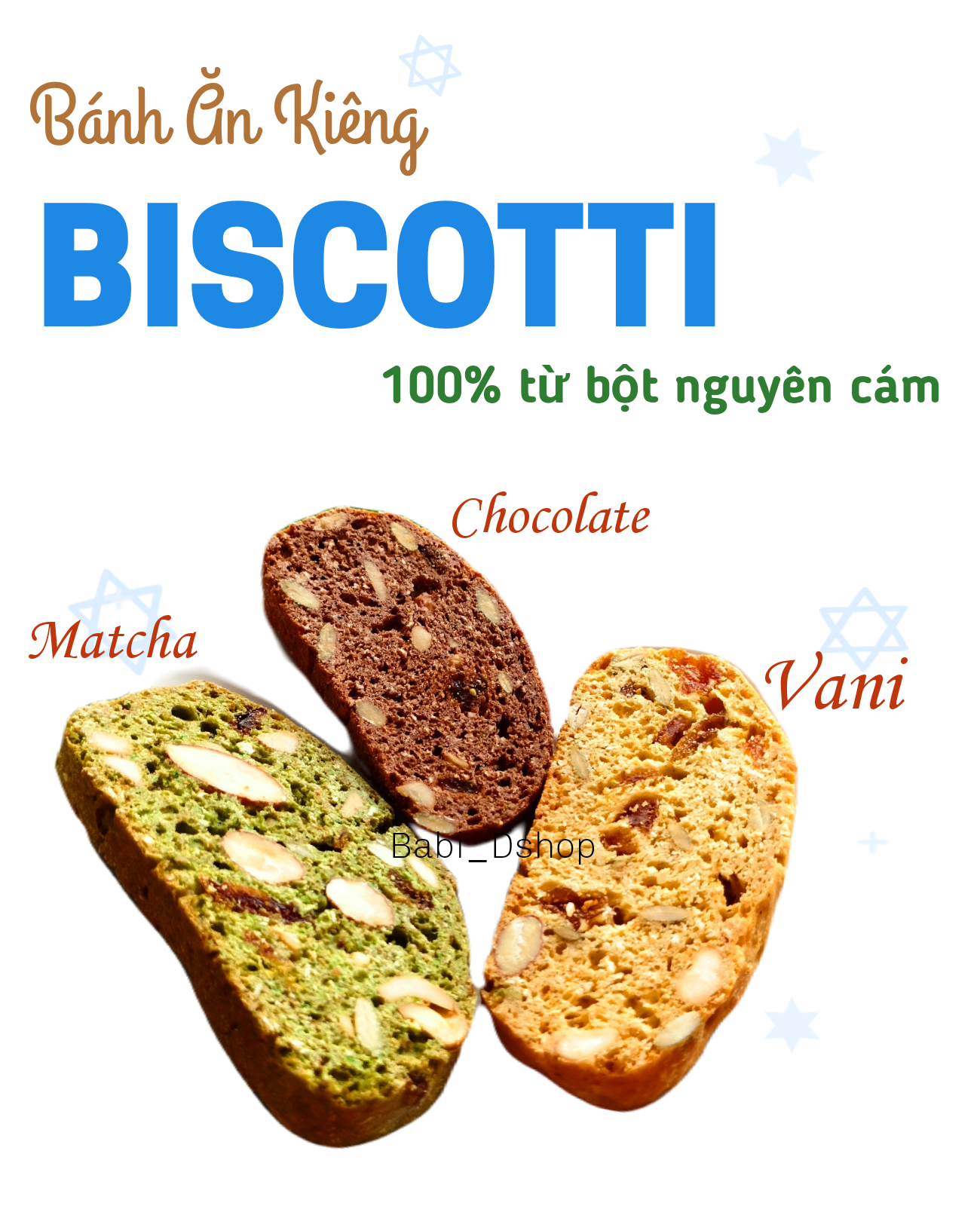 Bánh Ăn Kiêng BISCOTTI 3 vị thơm ngon