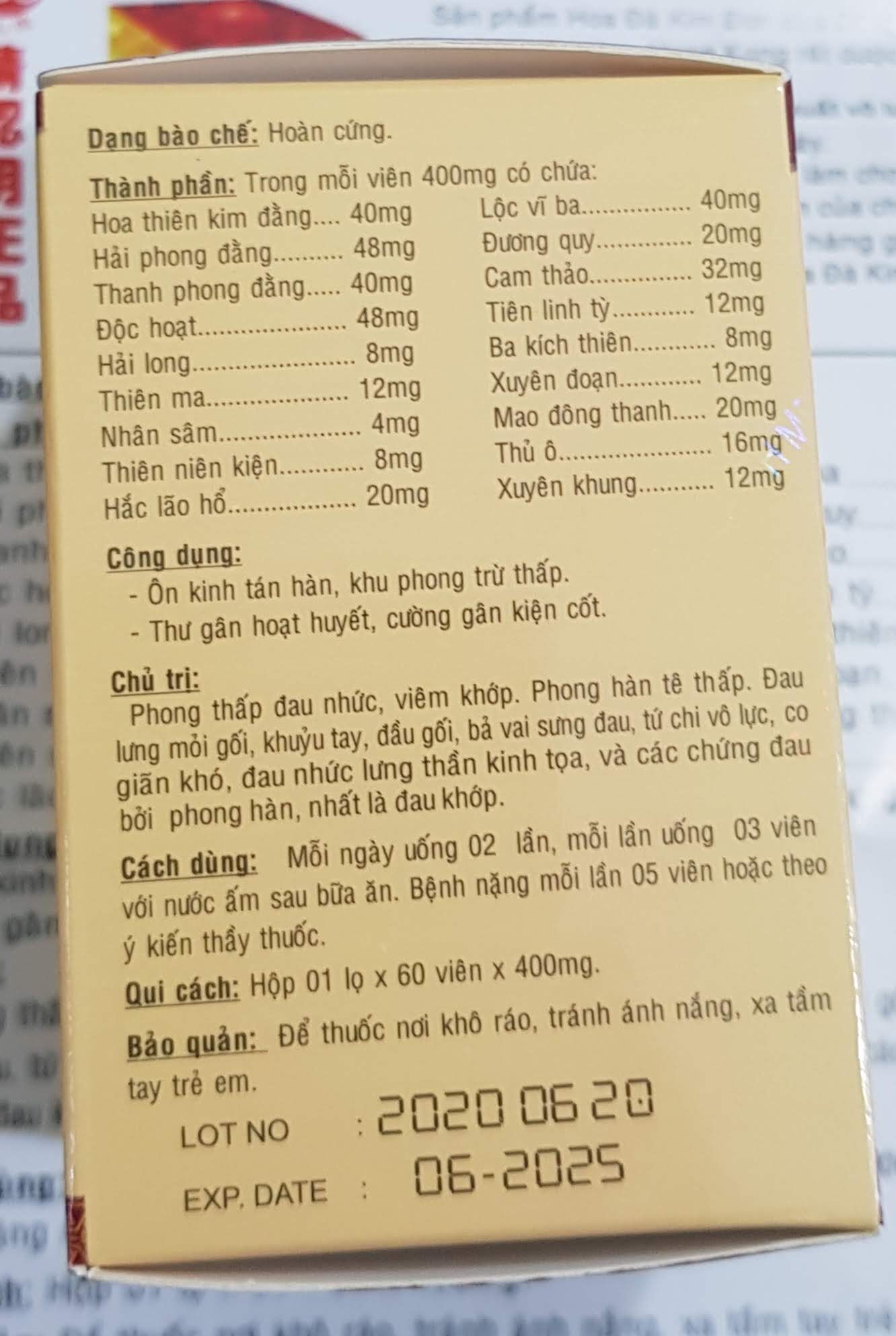 XƯƠNG KHỚP HOA ĐÀ KIM ĐƠN