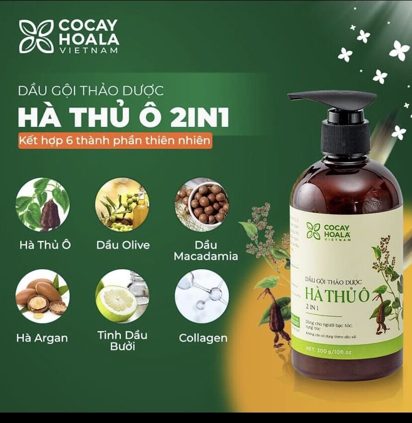 Dầu gội hà thủ ô 2in1 giảm rụng tóc bạc tóc cocayhoala 300g