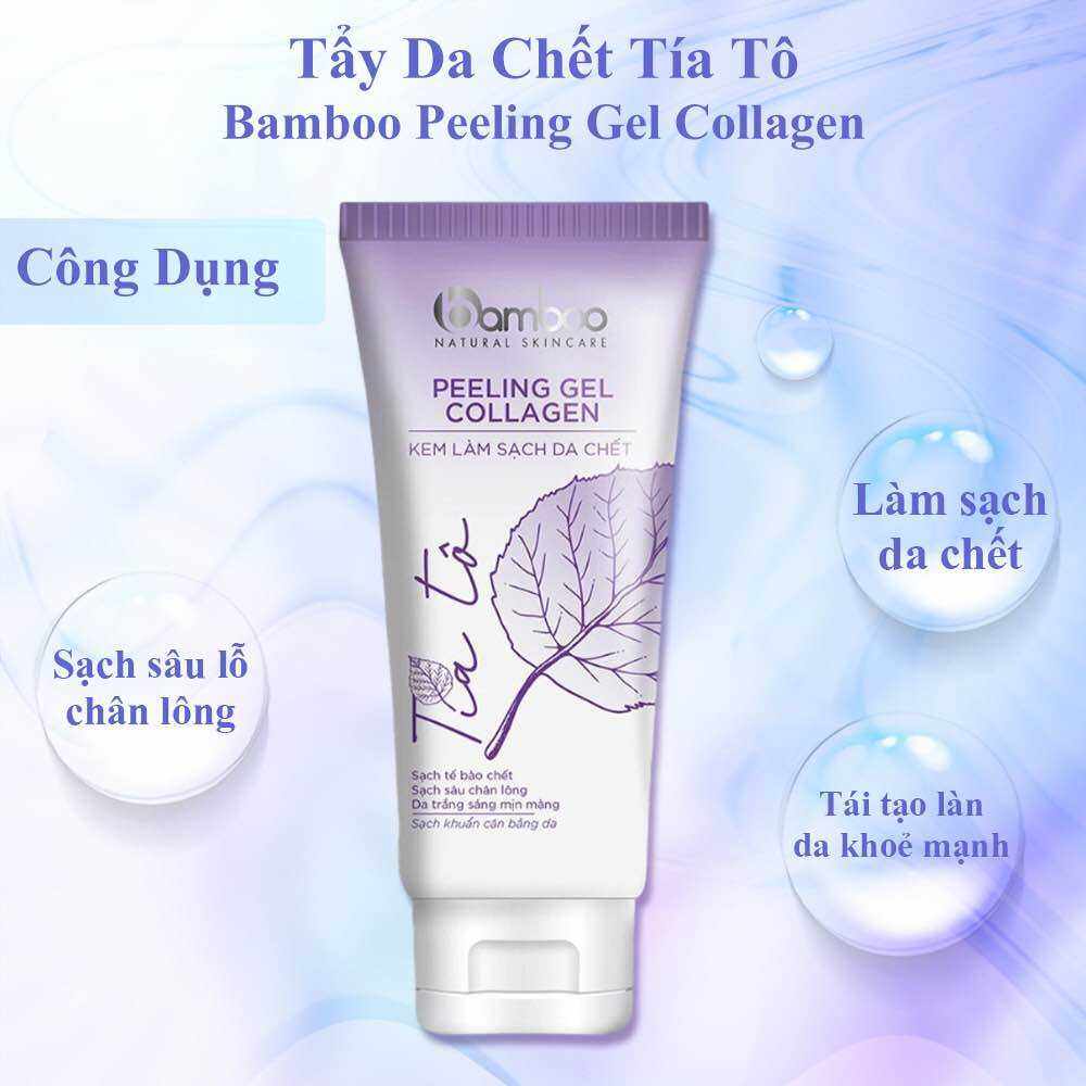 Tẩy da chết tía tô Bamboo làm sạch tế bào chết khô sần, giúp da trắng sáng mịn màng