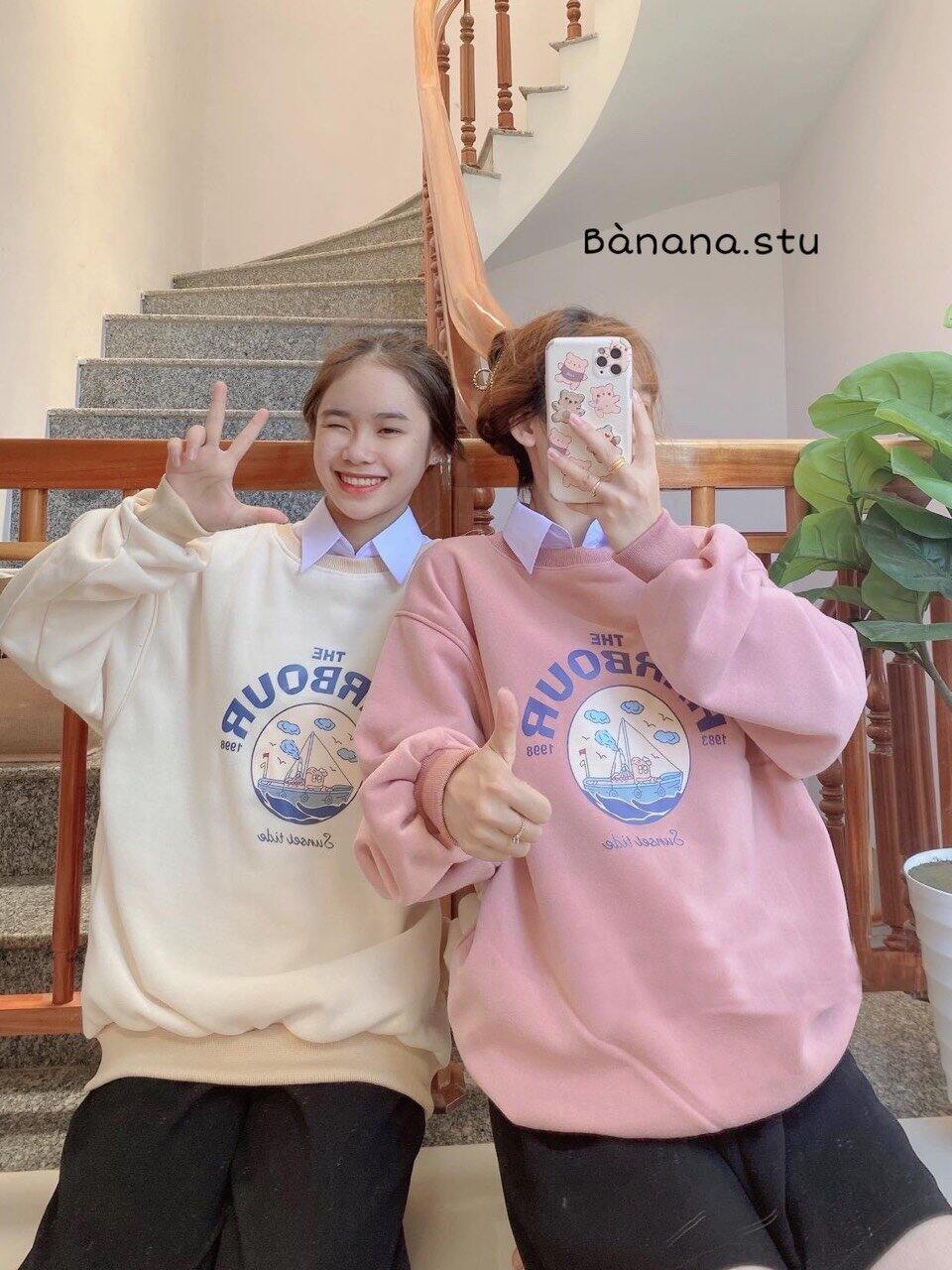 Áo Sweater nỉ bông unisex - sweater logo, hottrend thu đông 2021, dài tay