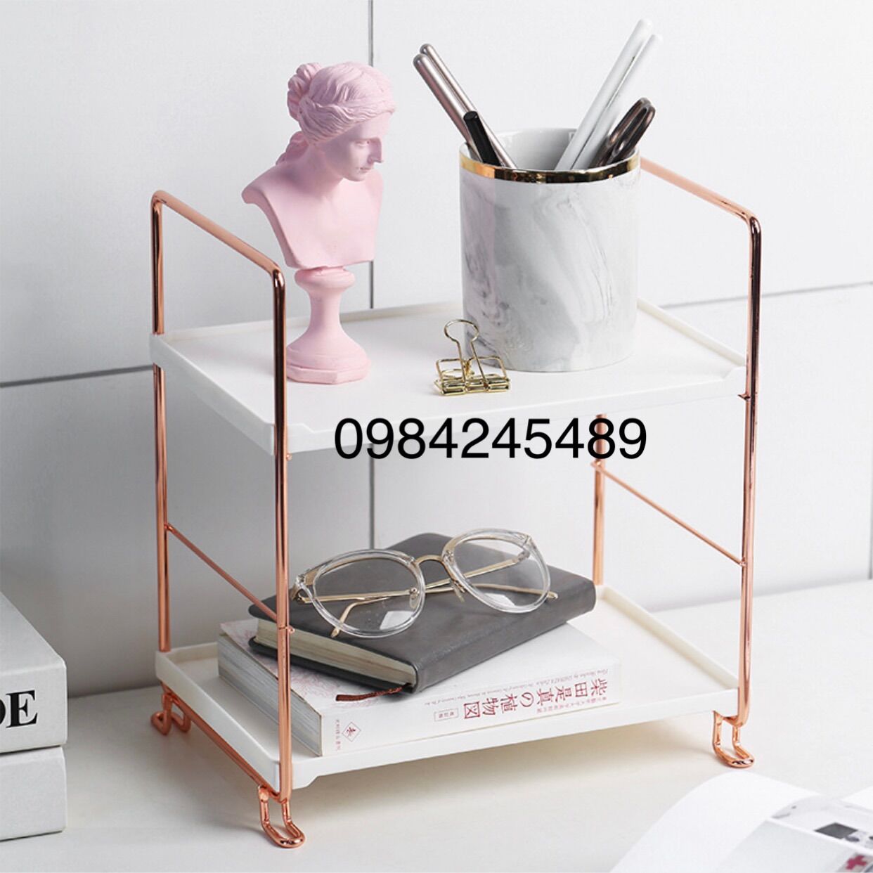 Kệ để đồ 2 - 3 tầng rose gold "sẵn hàng"