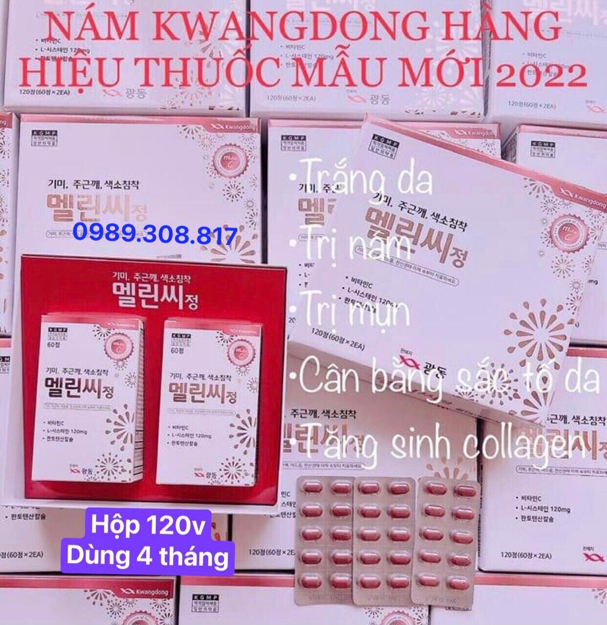 Hộp 120v- Trắng da mờ nám tàn nhang Melin C nội địa Hàn Quốc