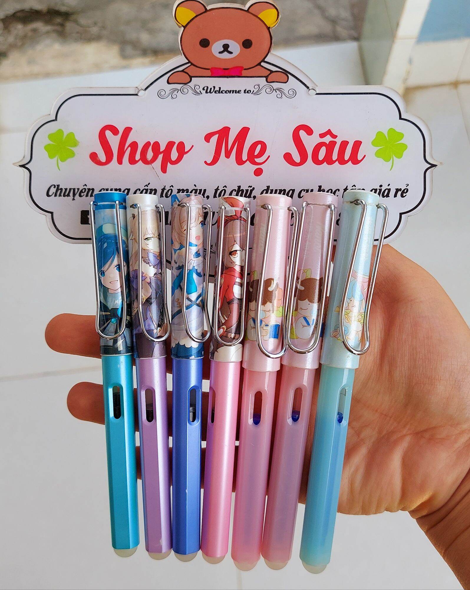 (tặng kèm ngòi thay hoặc 1 ống mực) Bút máy, bút bơm mực tẩy xóa được, nhiều họa tiết dễ thương