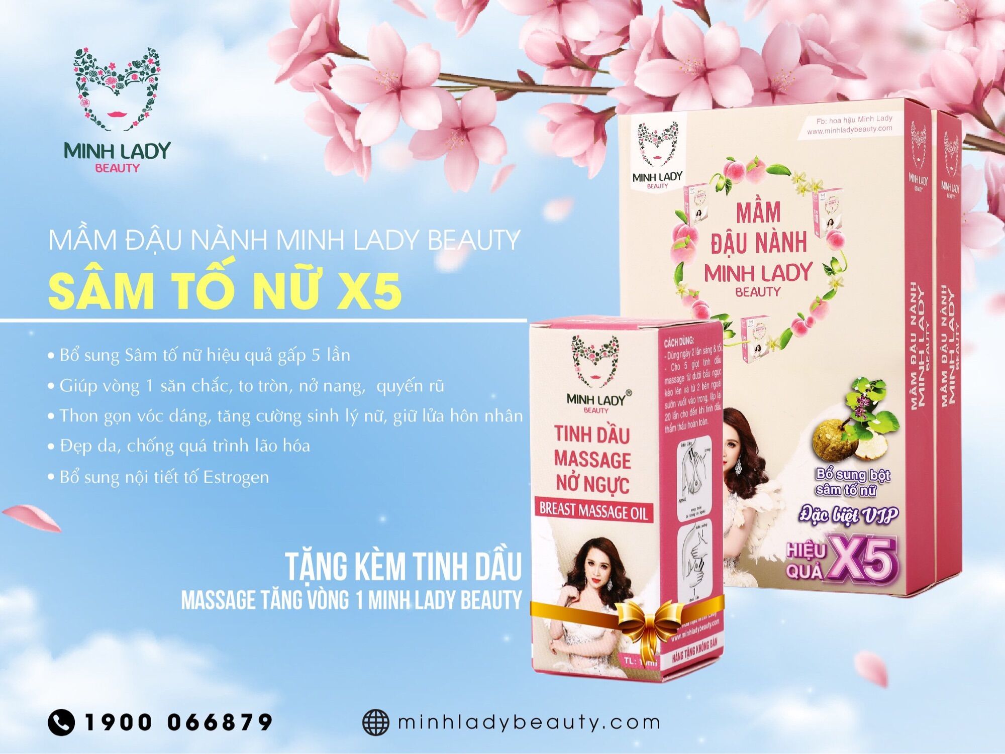 [HCM]COMBO 2 Hộp Mẩm Đậu Nành Tăng Vòng 1 Minh Lady Beauty