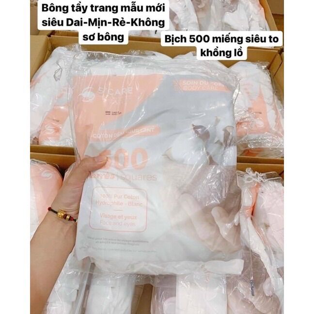 Bông tẩy trang Pháp 500 miếng siêu dai , siêu dày