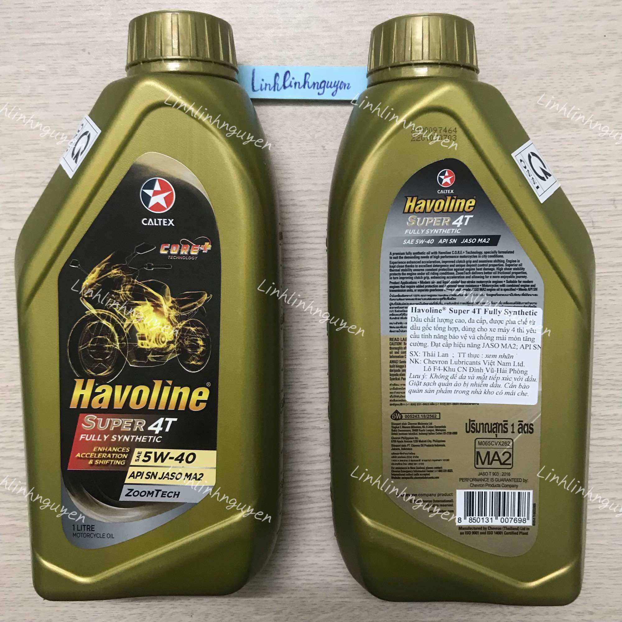 Nhớt xe số tổng hợp 100% Caltex Havoline Super 4T Fully Synthetic 5W40 1 Lít