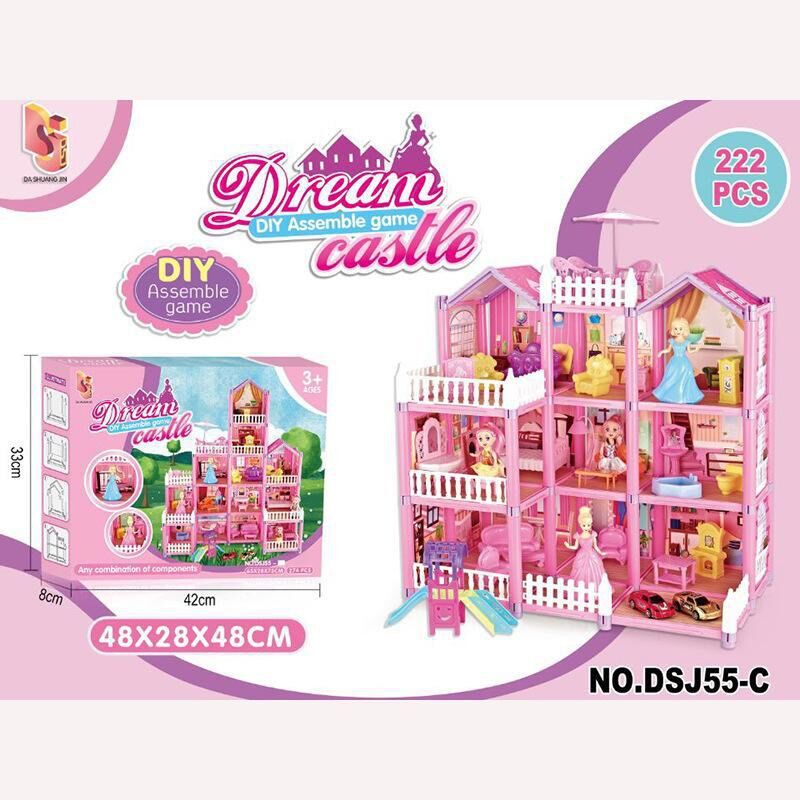 🏡 đồ chơi nhà búp bê cỡ lớn nhiều tầng dream castle - 222 pcs