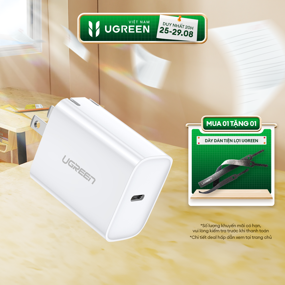 Củ sạc Nhanh UGREEN 20W CD137 QC4.0 QC3.0| USB Type C| Sạc Nhanh PD cho iPhone 14,13,12,8 Series, Xiaomi,...|Bảo hành 18 tháng 1 đổi 1|60449 10184 60450 10191 50799 50698 70226 70293