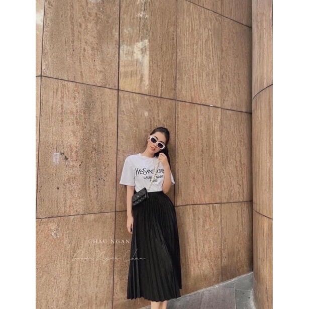 Chân váy xếp ly dáng dài