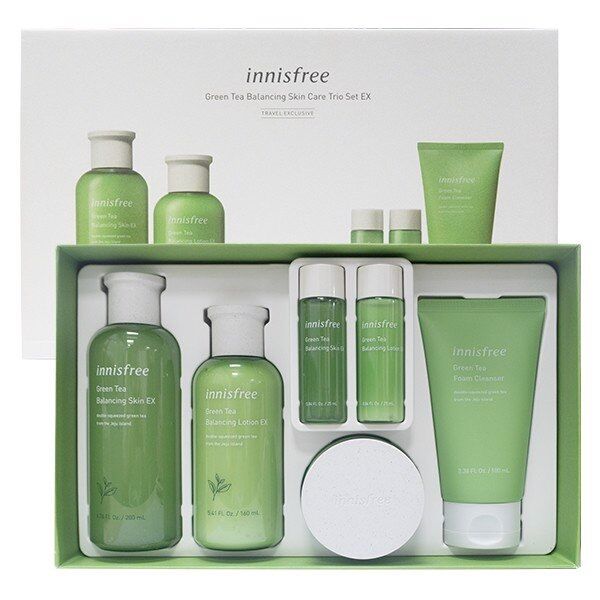 Bộ sản phẩm Innisfree trà xanh 6 món phục hồi và chăm sóc da mụn