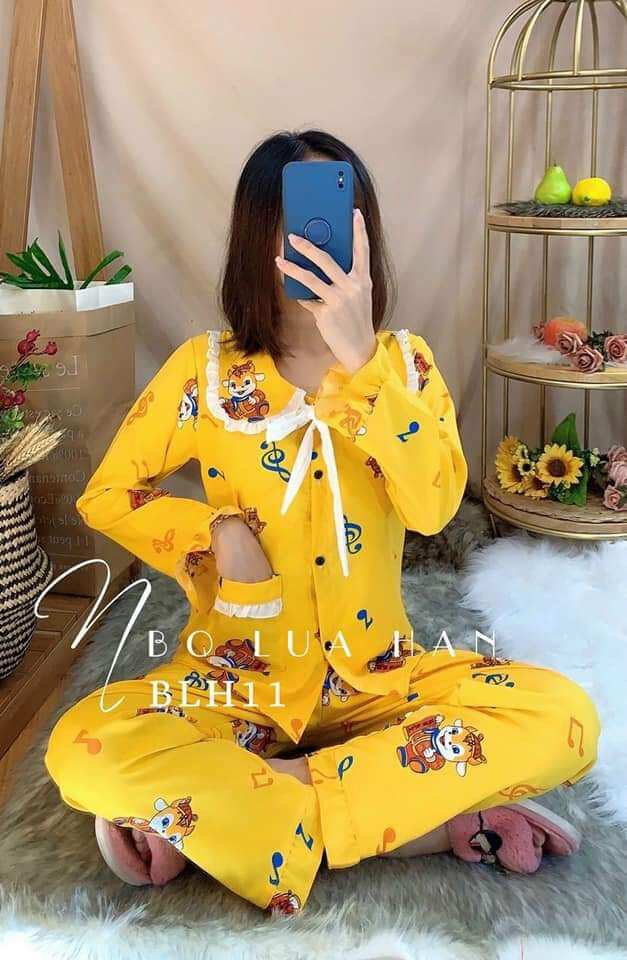 Đồ bộ pijama tay dài tiểu thư - đồ bộ nữ - v13