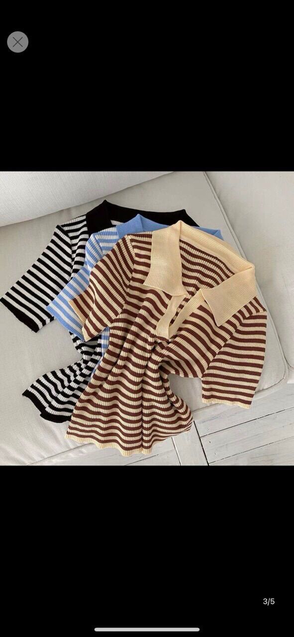 Áo kẻ polo cổ bẻ dáng croptop PoLo03