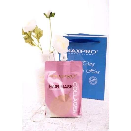 Kem hấp ủ tóc colagen Maxipro 1000ml phục hồi tóc chuyên sâu,khô xơ, hư tổn, chẻ ngọn , siêu mềm mượt hương nước hoa.