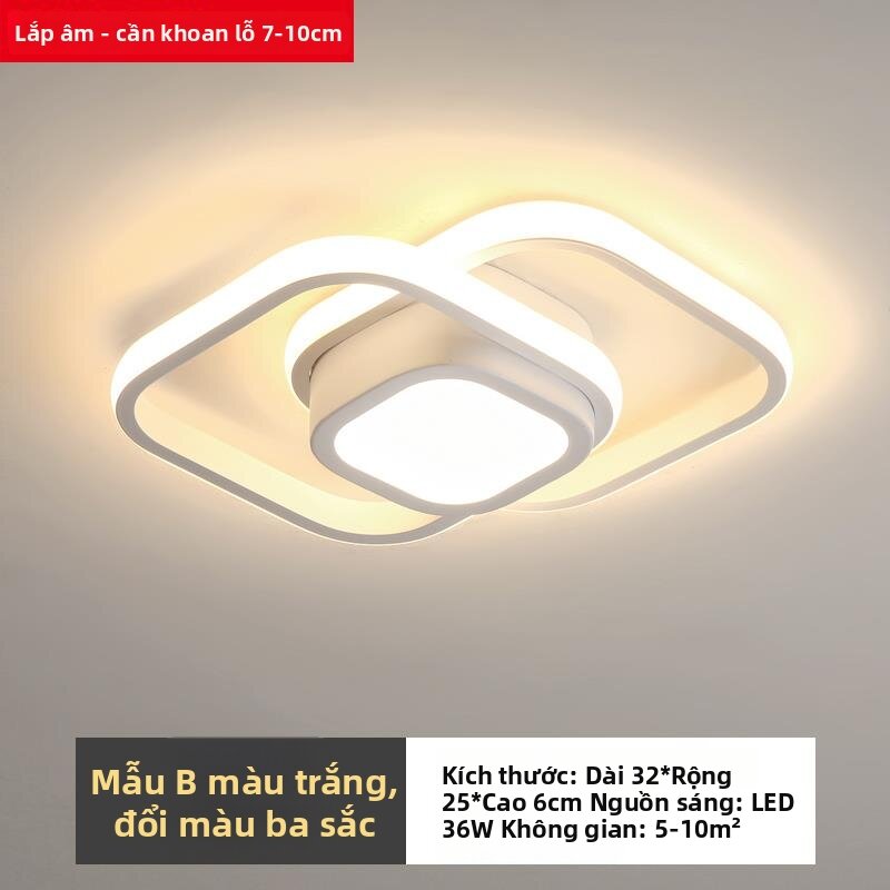 Đèn LED ốp trần nổi phong cách Bắc Âu hiện đại tối giản cho lối đi