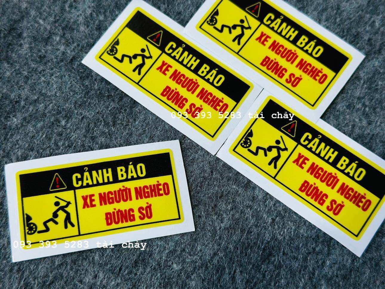 [ 1 MIẾNG ] TEM CANH BÁO DÁN TRANG TRÍ XE VÀ NHIỀU VI TRÍ KHÁC