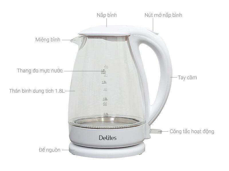 Ấm siêu tốc Delites 1.8 lít ST18G02

- hàng trưng bày