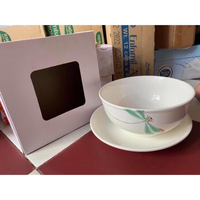 Bộ tô dĩa sứ - hoa văn chuồn chuồn