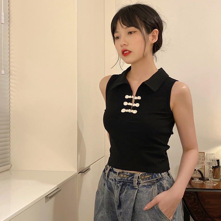 Áo croptop cổ bẻ dáng tàu Bg